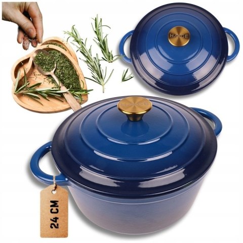 DQ24-BLUE GARNEK ŻELIWNY 24CM NIEBIESKI