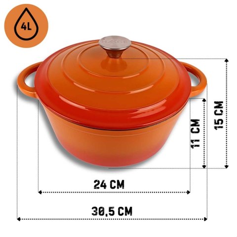 DQ24-ORANGE GARNEK ŻELIWNY 24CM POMARAŃCZOWY