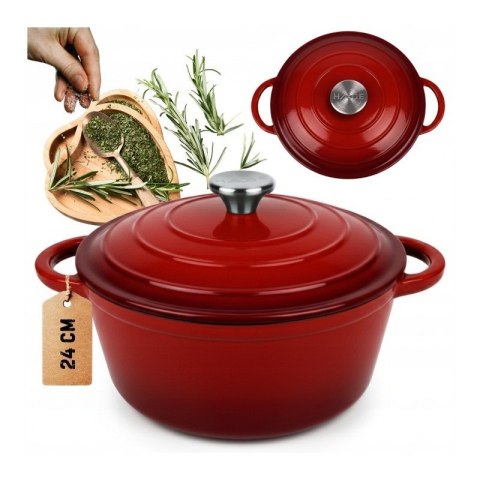 DQ24-RED GARNEK ŻELIWNY 24CM CZERWONY
