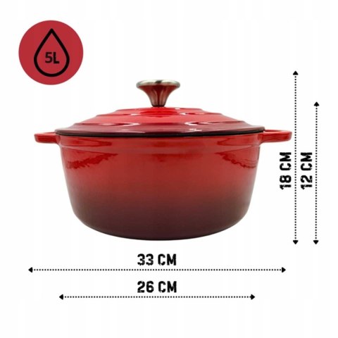 DQ26-RED GARNEK ŻELIWNY 26CM CZERWONY