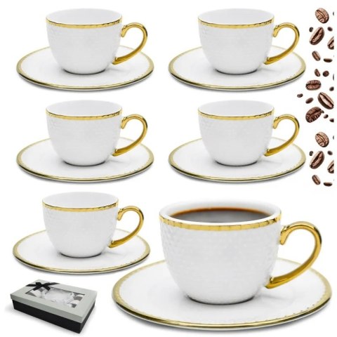 TR. KPL 6 FILIŻANEK 280ML ZE SPOD. BF-28012-3 GOLD