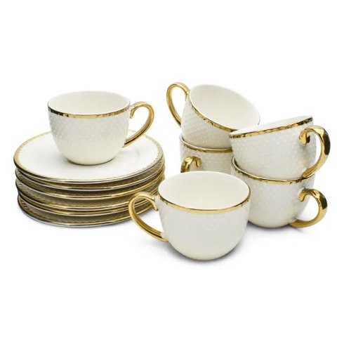 TR. KPL 6 FILIŻANEK 280ML ZE SPOD. BF-28012-3 GOLD
