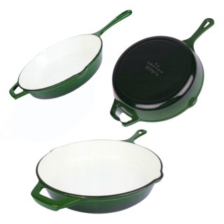 DR10-BOTTLE GREEN PATELNIA ŻELIWNA EMALIOWAN 26CM