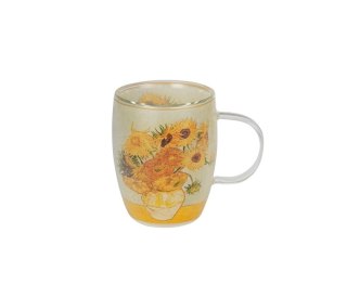 DUO KUBEK SZKLANY PODW.ŚCIANKA SUNFLOWERS 80025