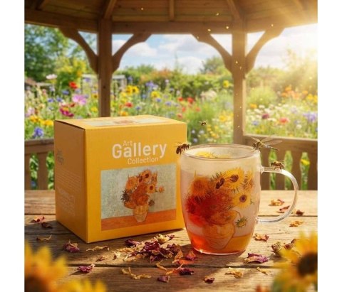 DUO KUBEK SZKLANY PODW.ŚCIANKA SUNFLOWERS 80025