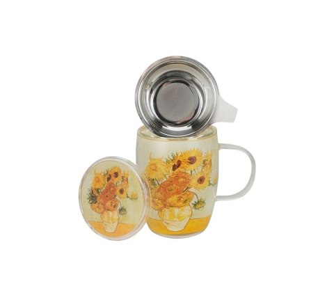 DUO KUBEK SZKLANY ZAPARZACZ SUNFLOWERS 80032