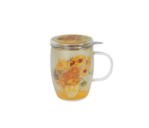DUO KUBEK SZKLANY ZAPARZACZ SUNFLOWERS 80032