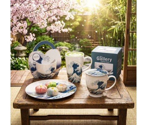 KUBEK 460ML W KOSZYCZKU GREAT WAVE HOKUSAI 80643