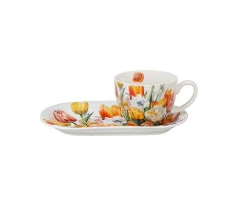 ZESTAW ŚNIAD. FILIŻANKA JUMBO+SPOD. TULIPANY 77728