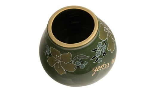MIER. KUBEK ŚREDNI DO YERBA CIEMNOZIELONY KWIATY